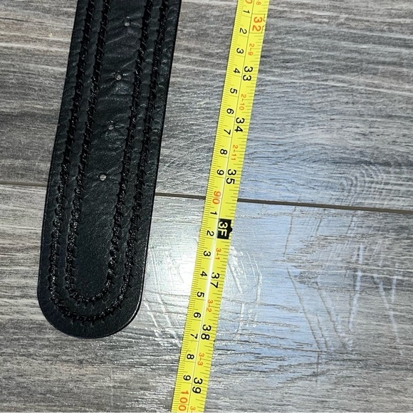 Chico’s black woven thread leather boho 90’s belt silver buckle Size Small - Picture 11 of 12